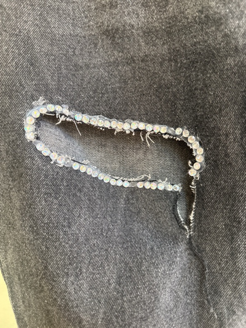 Ripped Embellished Rhinestone Mom Jeans - Picture 3 of 6